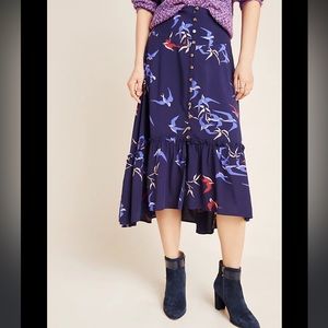 Anthropologie floral midi skirt size 0